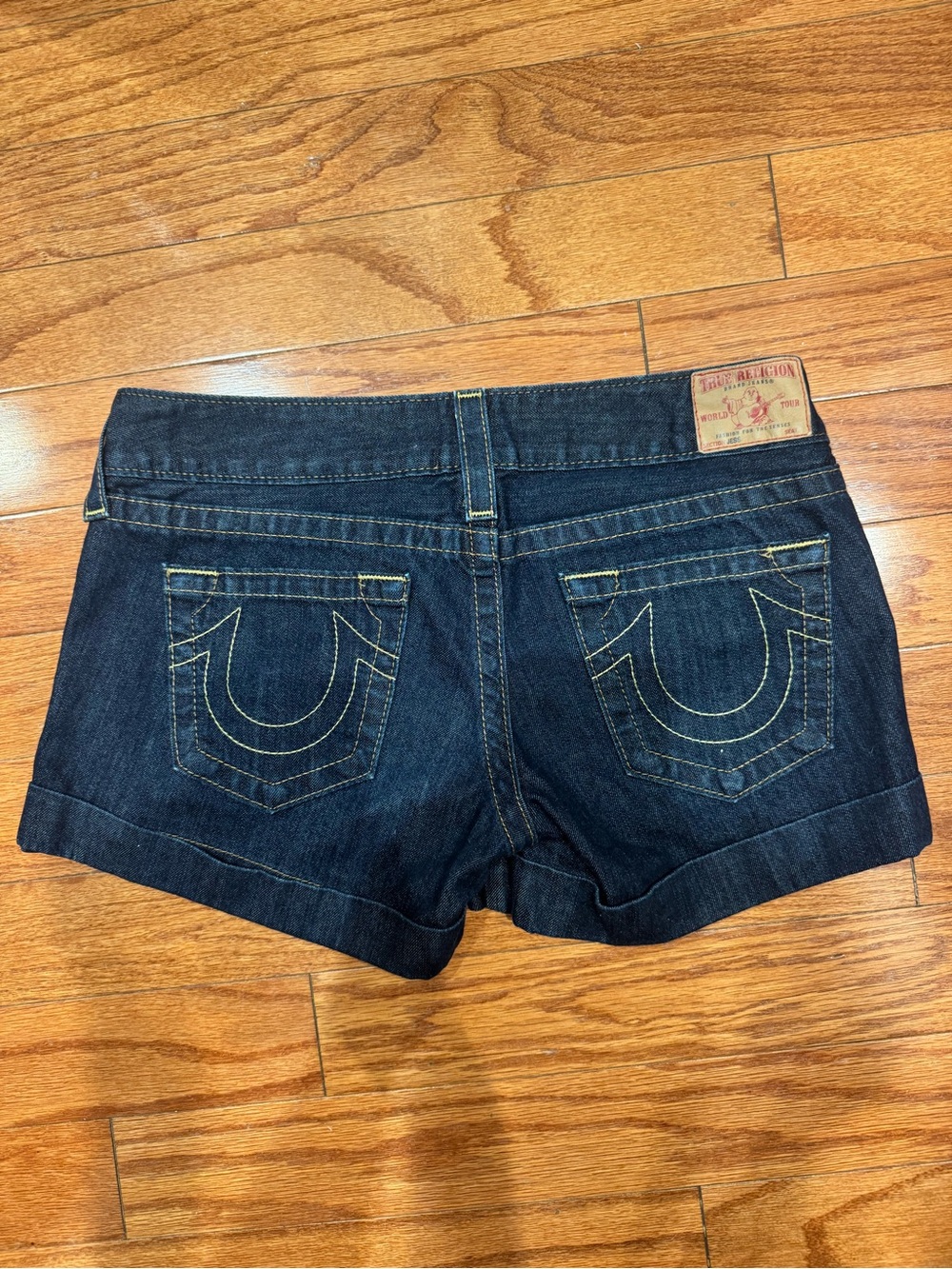True Religion Dark Indigo Denim Cuffed Shorts